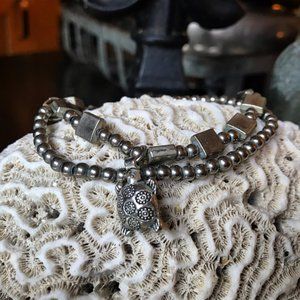 Casual Silver Stack Bracelet with Turtle Charm